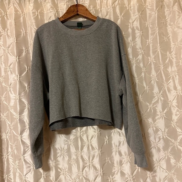 Wild Fable Gray Cropped Boxy Fleece Crew Neck Sweatshirt - Picture 9 of 11